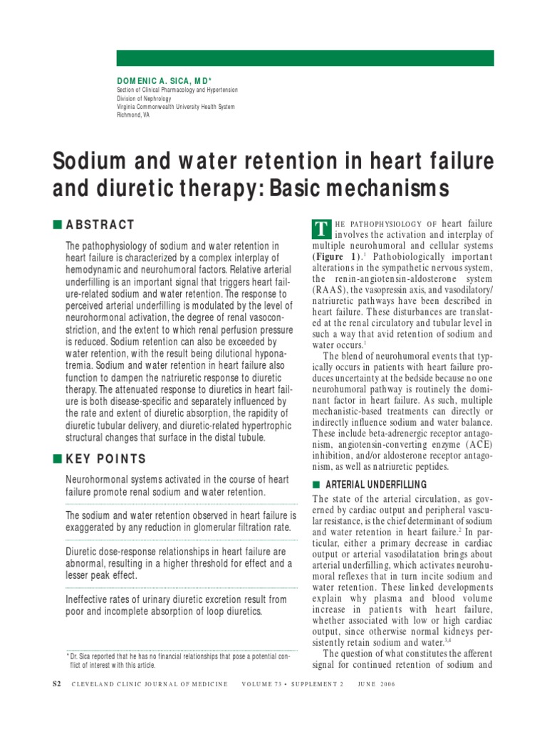 Sodium and Water Retention in Heart Failure and Diuretic Therapy Basic