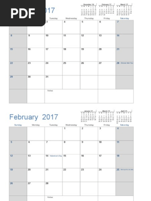 2017 Calendar Light