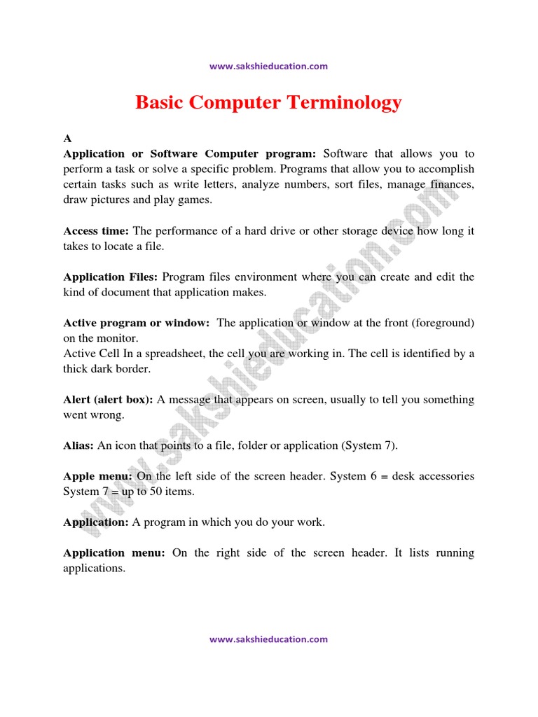 Basic Computer Terminology PDF | PDF | Computer File | Macintosh