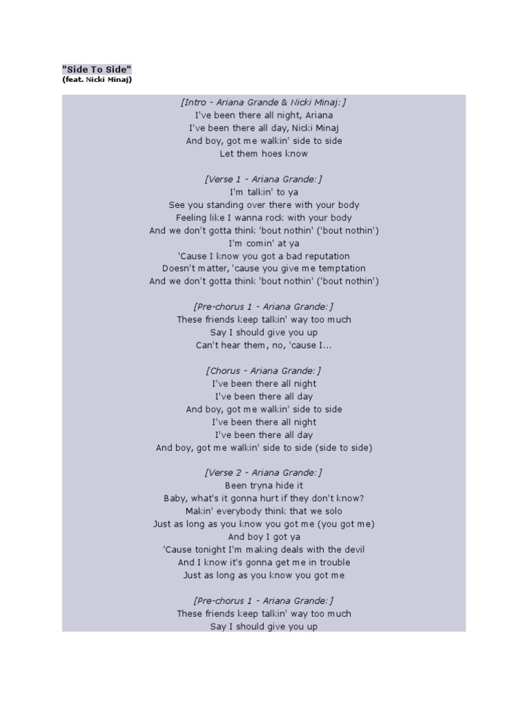 Side to Side Song Structure Musical Compositions