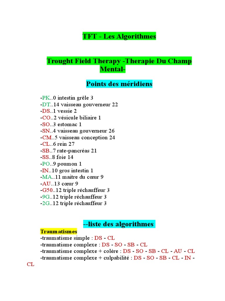 Algorithmes de TFT pour émotions et douleurs | PDF