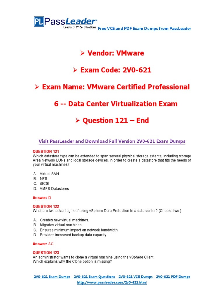 VMware 2V0-621 Exam Dumps | PDF | Information Technology Management ...
