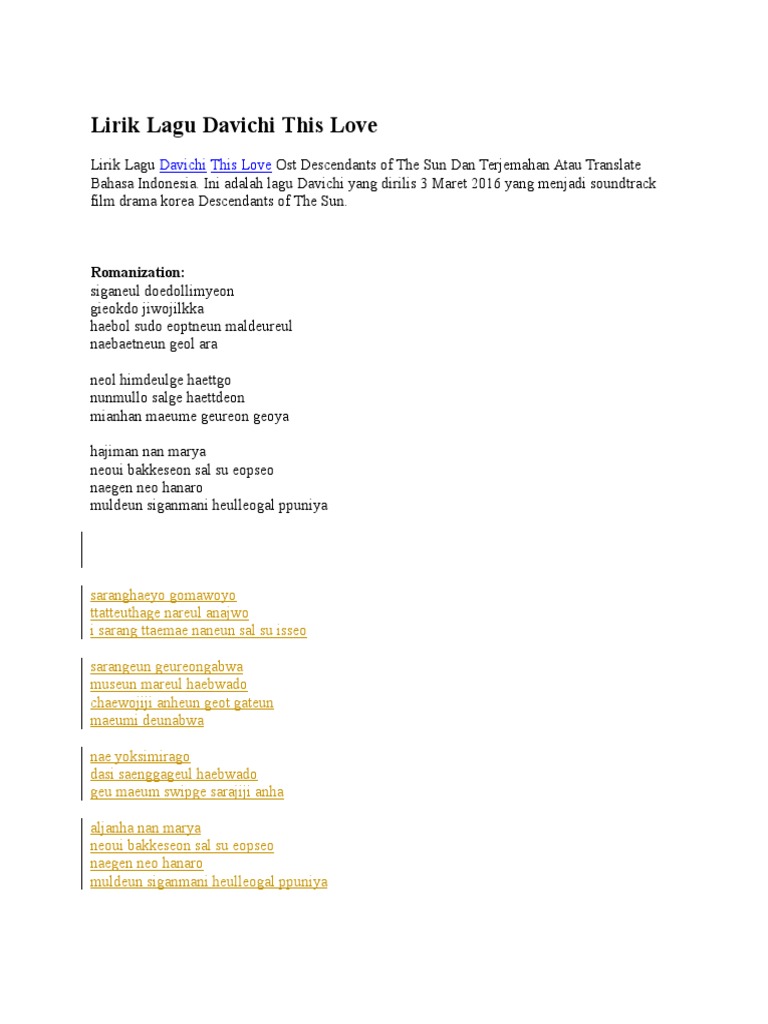 Lirik Lagu Davichi This Love Pdf