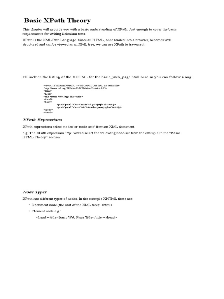 XPath Basics for Selenium Testing | PDF | X Path | Cascading Style Sheets