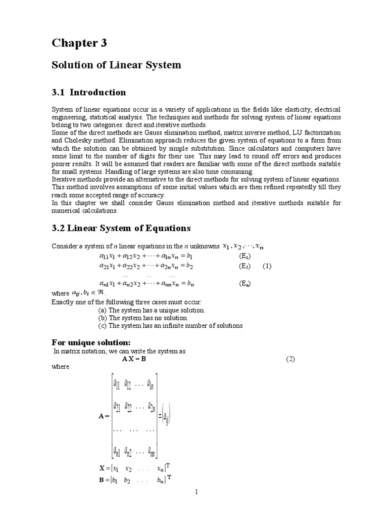 Solving Linear Systems: Methods Overview | PDF