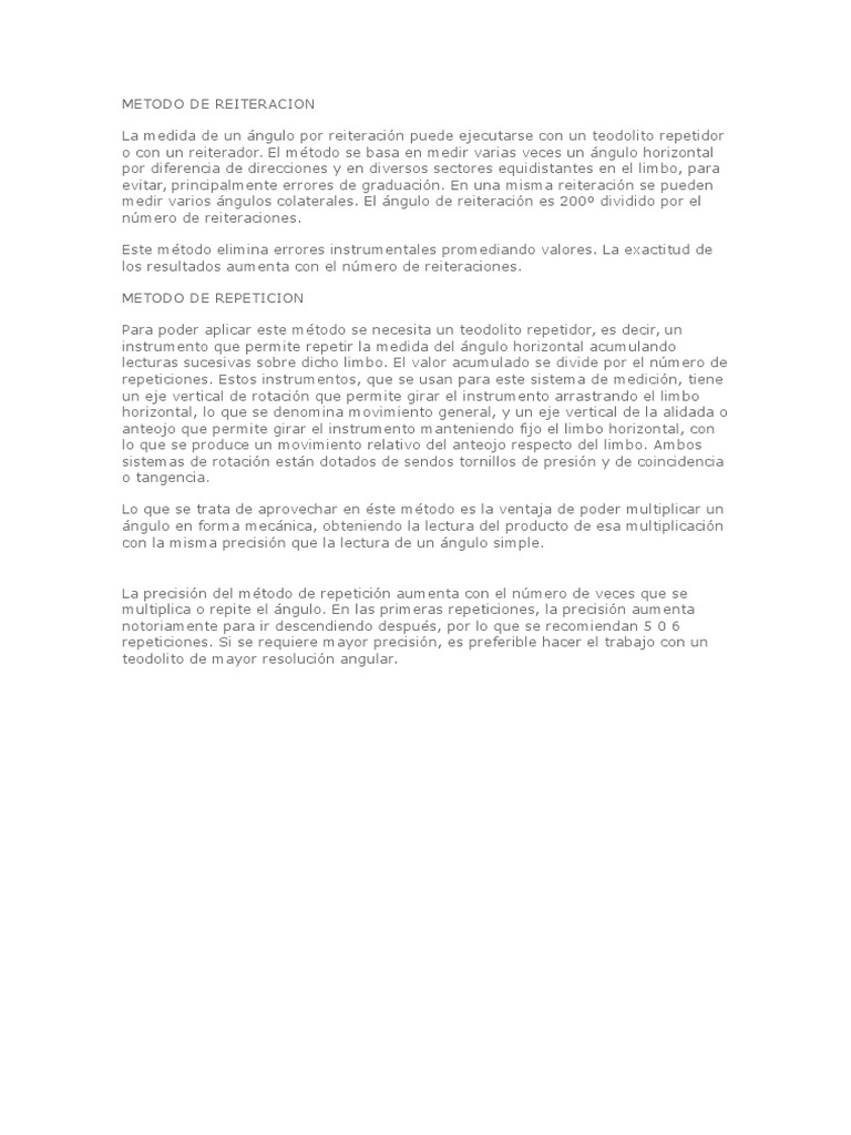 Método de Reiteración en Topografía | PDF | Ciencia y matemáticas