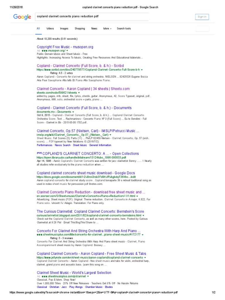 Copland Concerto Piano Reduction PDF Google Search PDF