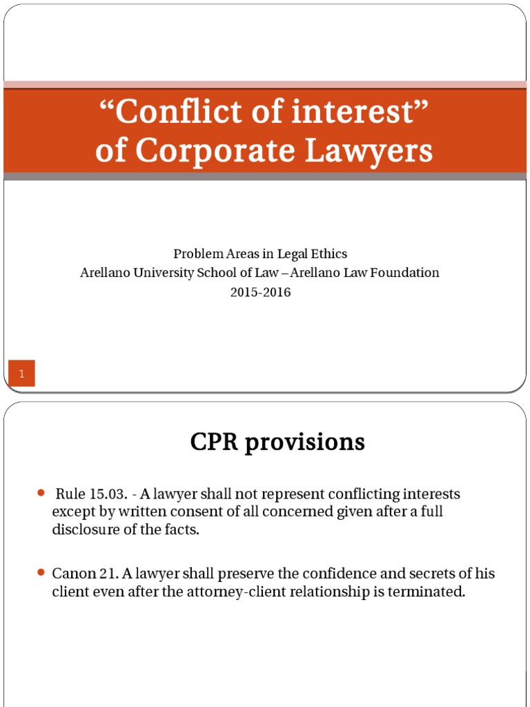 H Conflict of Interest of Corporate Lawyers Board Of Directors Confidentiality