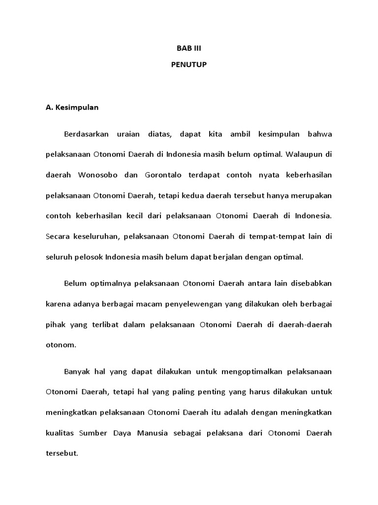 Contoh Penutup Makalah Bab Iii