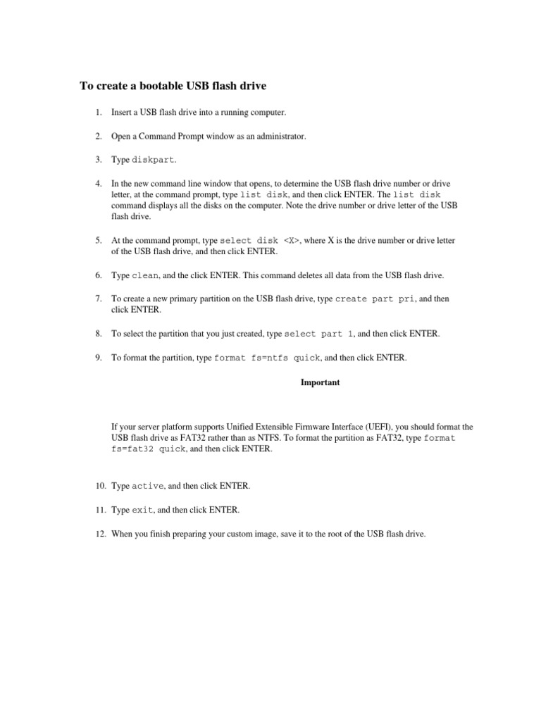 To Create A Bootable USB Flash Drive | PDF