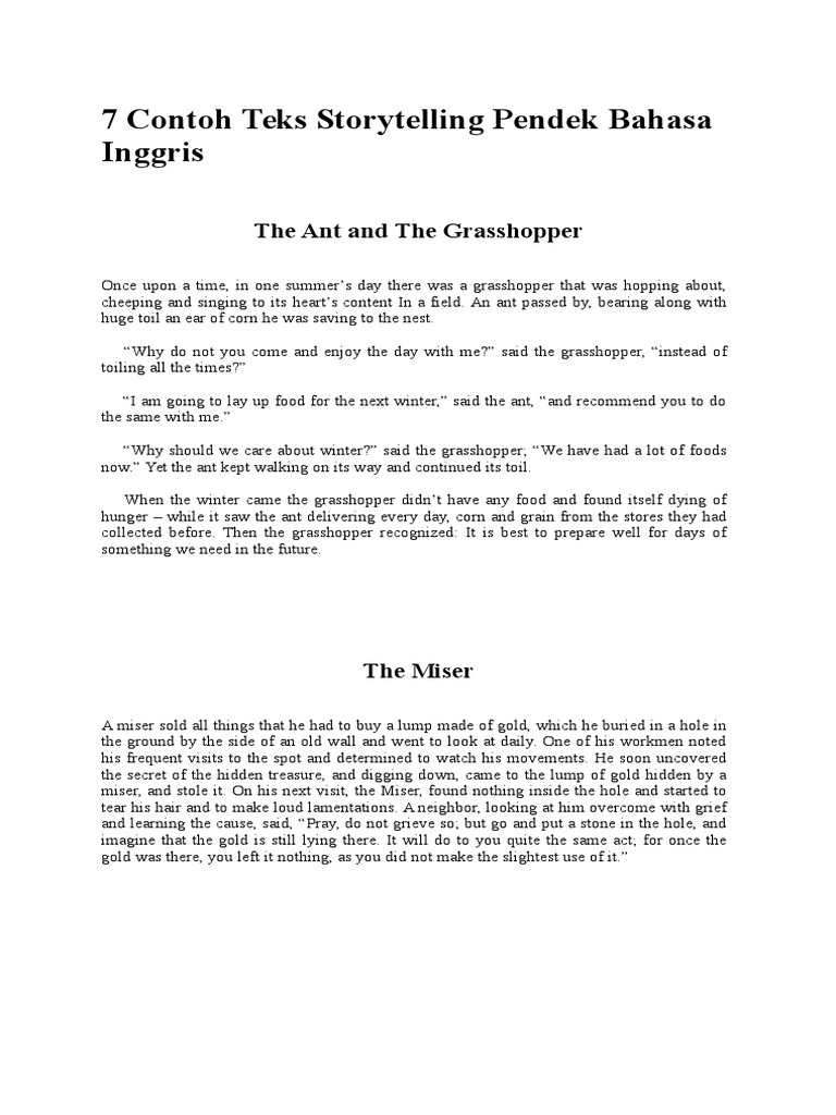 7 Contoh Teks Storytelling Pendek Bahasa Inggris Pdf