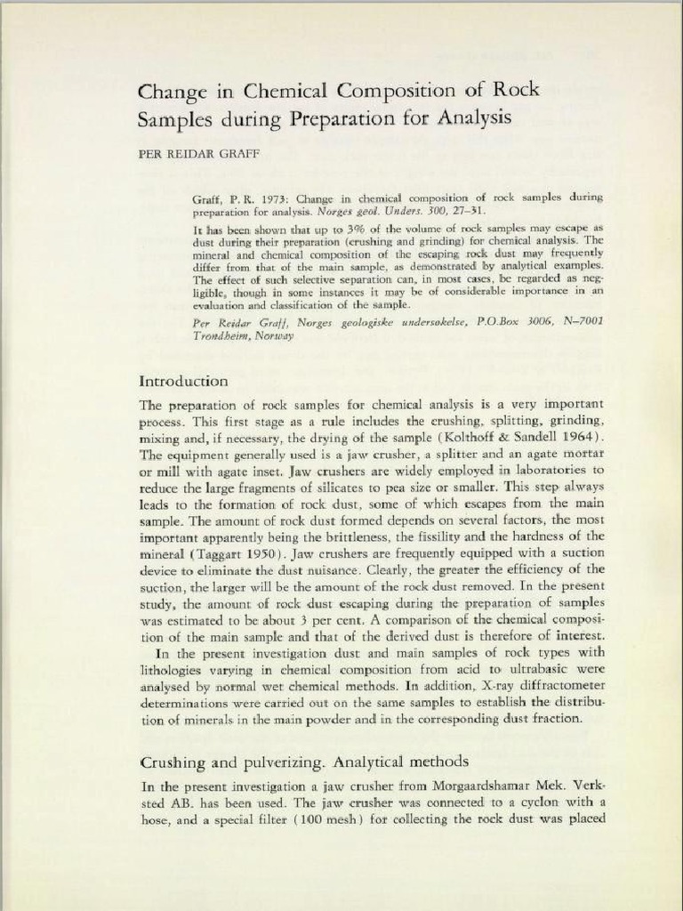 Rock Sample Composition Changes During Analysis | PDF | Minerals | Rock ...