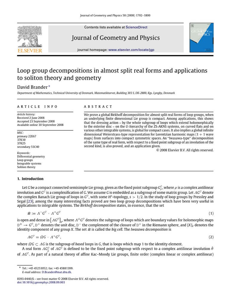 Loop Group Decompositions in A | PDF | Geometric Topology ...