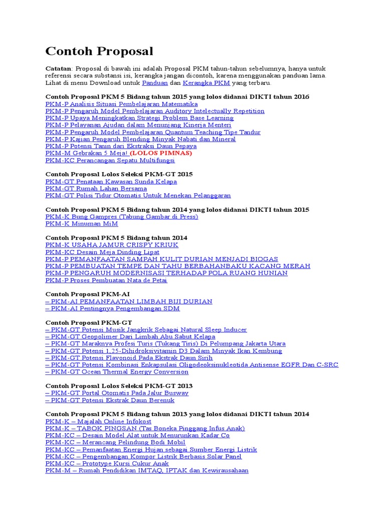 Contoh Proposal Pkm Penelitian - Simak Gambar Berikut