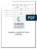 Inspection Checklist of Trucks Contractor