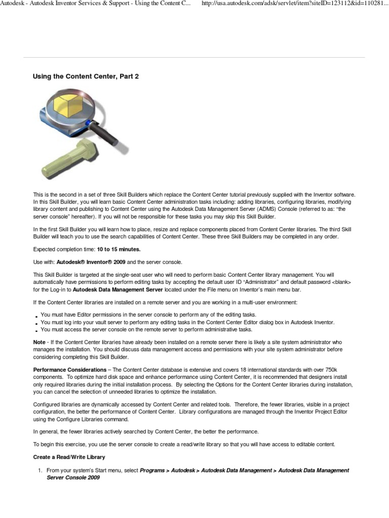 install autodesk inventor content libraries