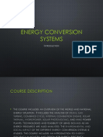 Energy Conversion Systems: Ntroduction