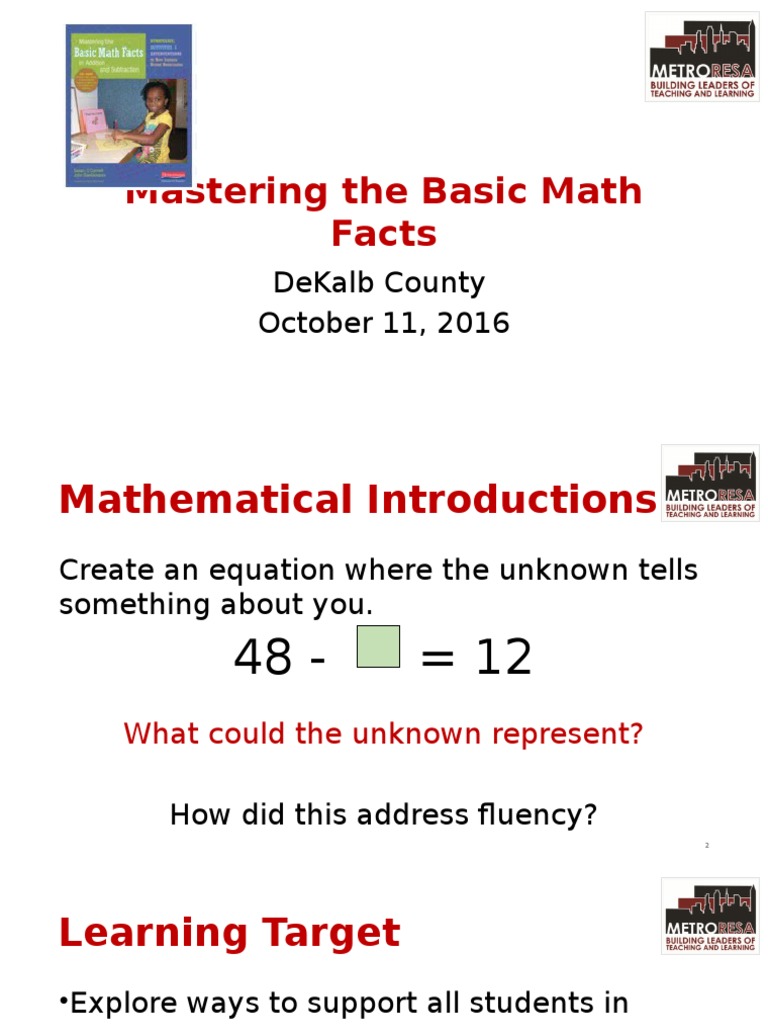 Mastering Basic Math Facts: Addition & Subtraction | PDF | Teaching ...