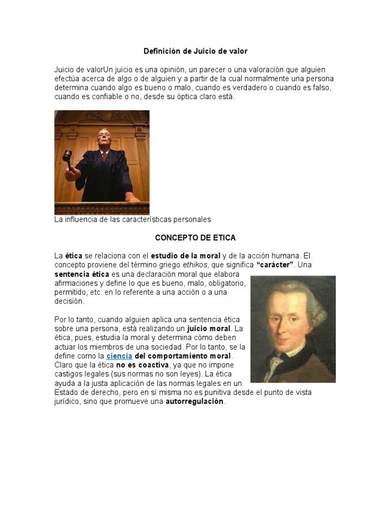 Definición de Juicio de Valor