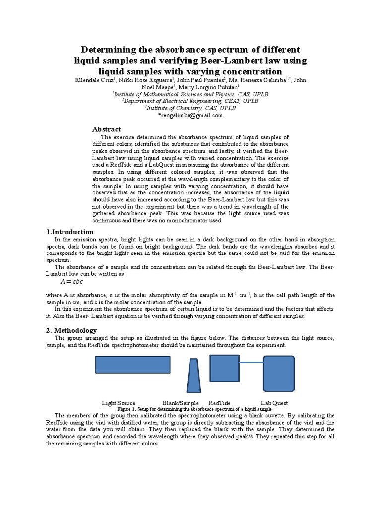 BeerLambert Law.docx Absorbance Spectrophotometry