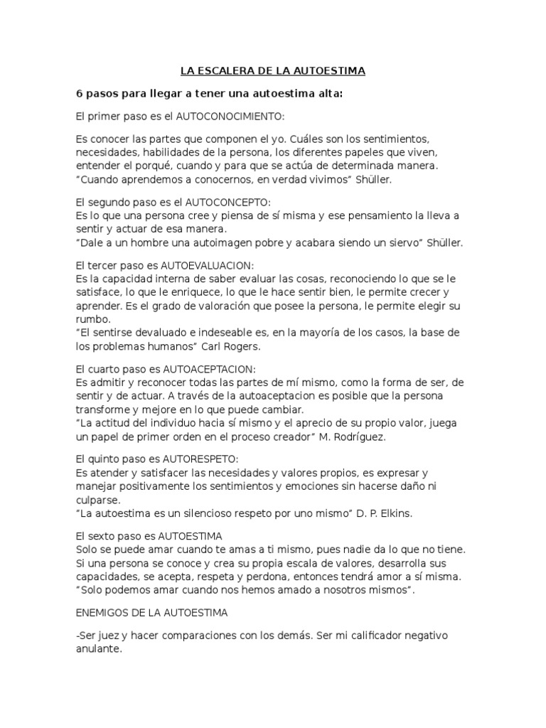 La Escalera de La Autoestima | PDF