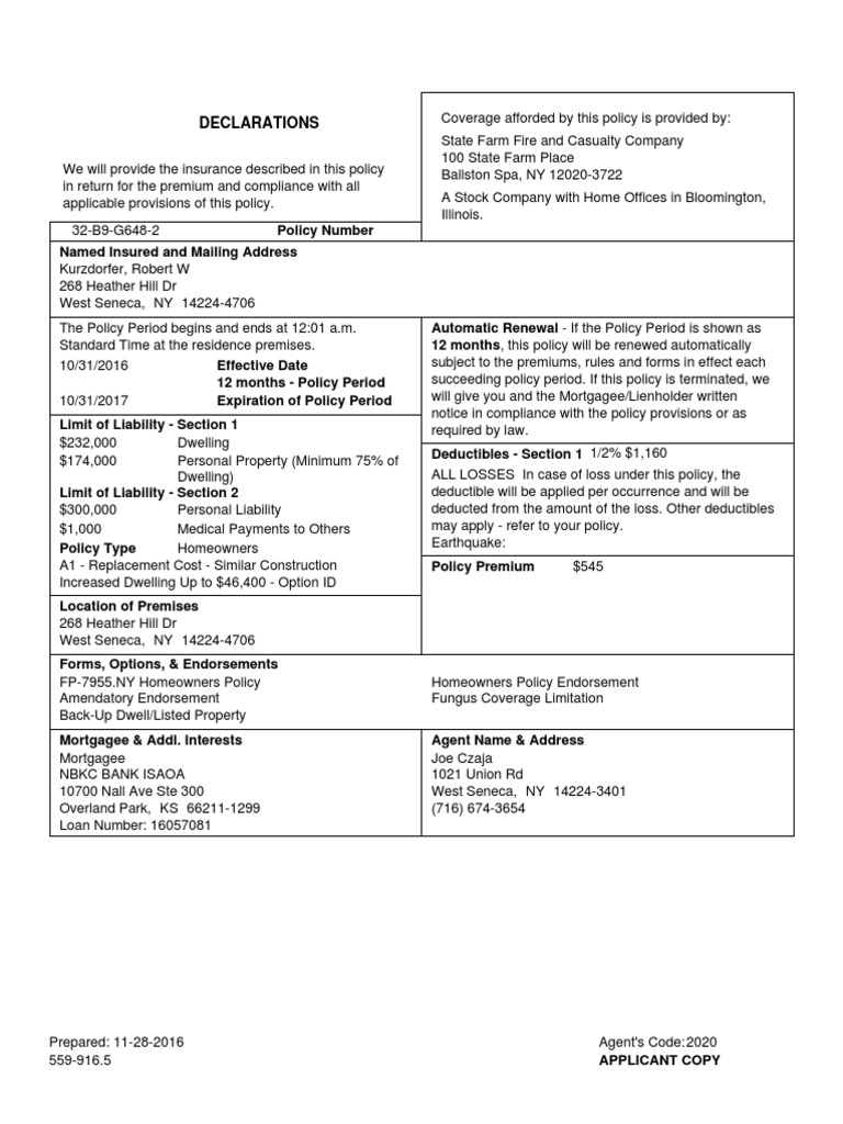 State Farm Proof of Insurance PDF PDF