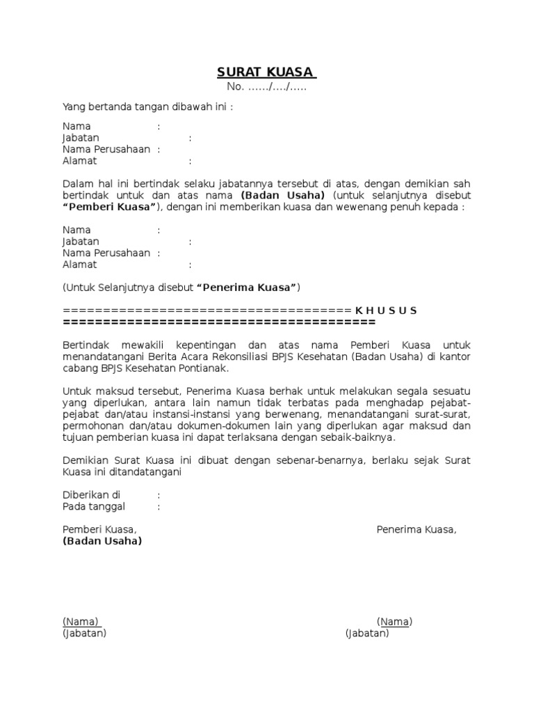 Surat Kuasa Bicara Kpdnhep