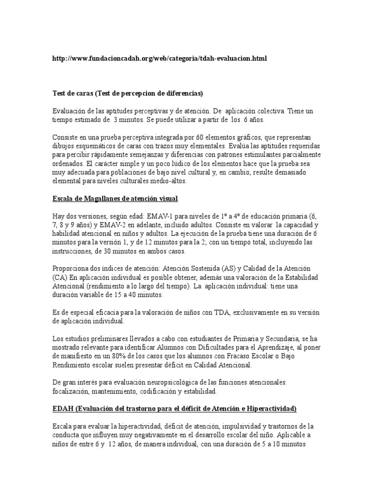 Evaluación del TDAH en Niños 6-12 Años | PDF | Desorden hiperactivo y ...