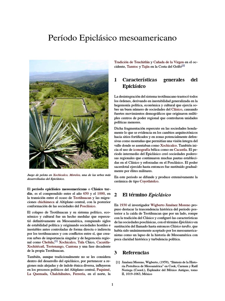 Período Epiclásico Mesoamericano PDF Mesoamérica Áreas culturales