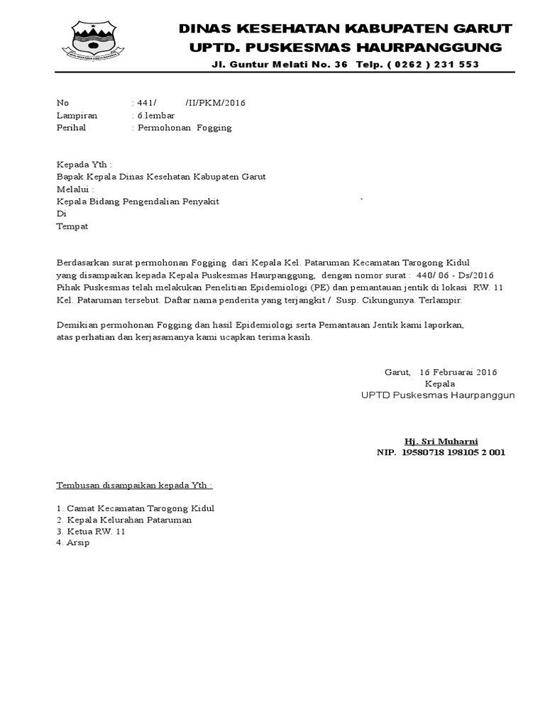 Surat Permohonan Fogging | PDF