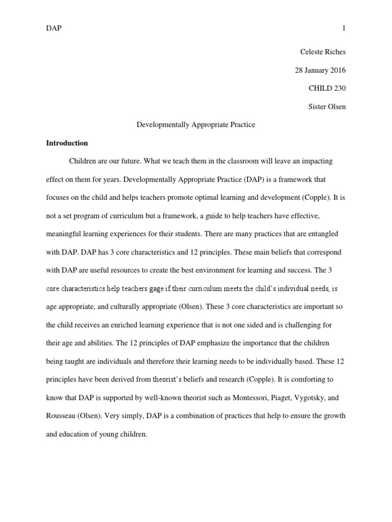 Dap paper classroom learning