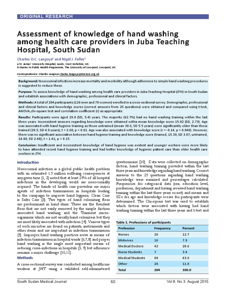 02. Assessment of Knowledge of Hand Washing Hand Washing Hygiene