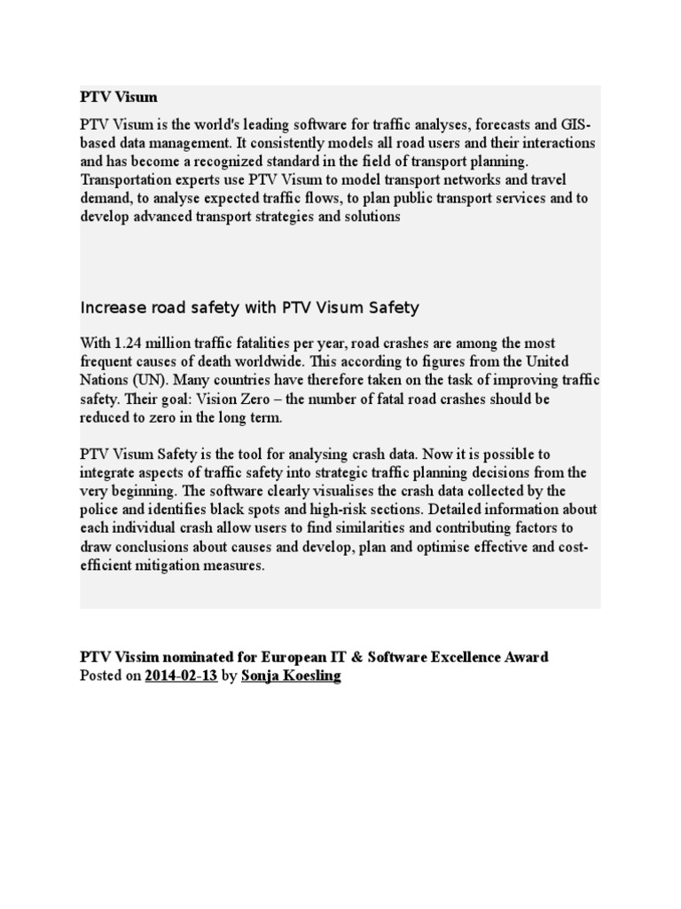 PTV Visum | PDF | Traffic Collision | Road Traffic Safety