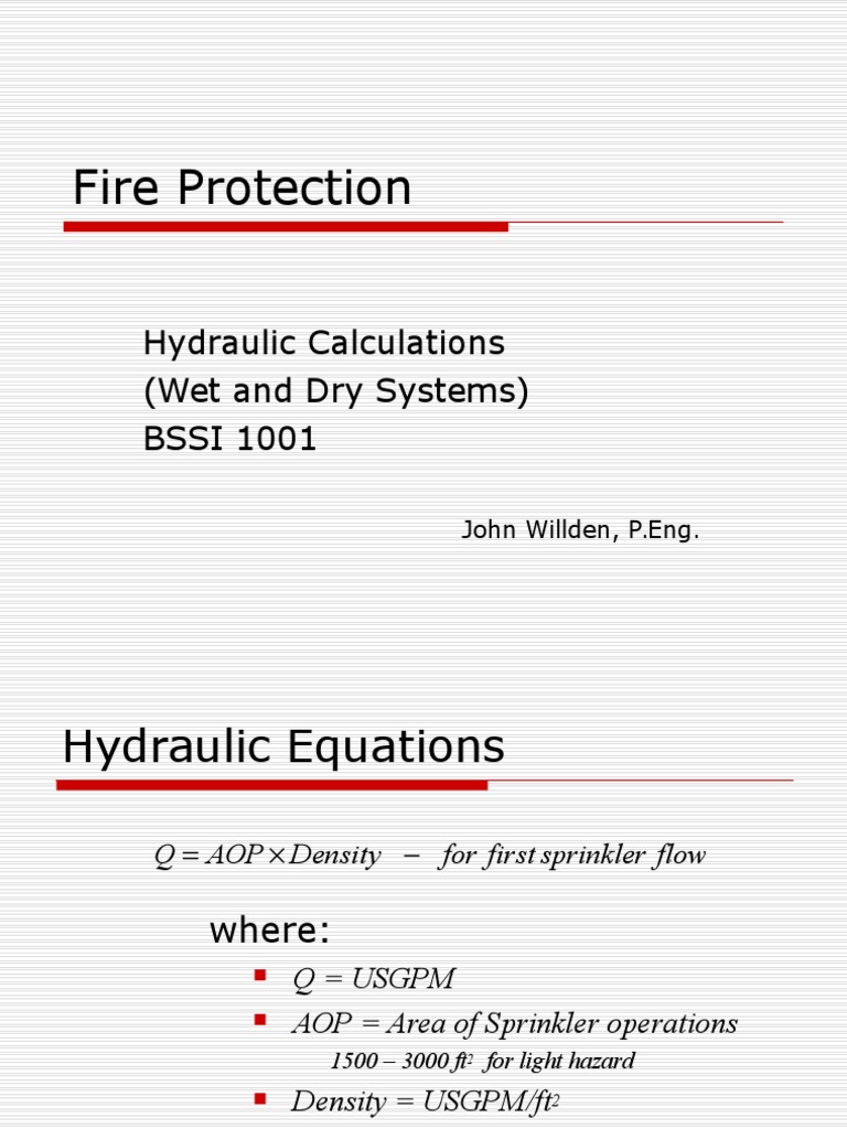 Fire Protection Hydraulic Calculations PDF Fire Sprinkler System