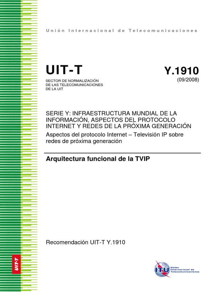 Iut-T Y.1910 - Iptv | PDF | Subsistema multimedia IP | Vídeo a la carta