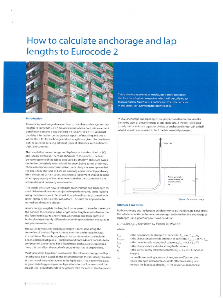 LapAnchorage Length Design Eurocode 2
