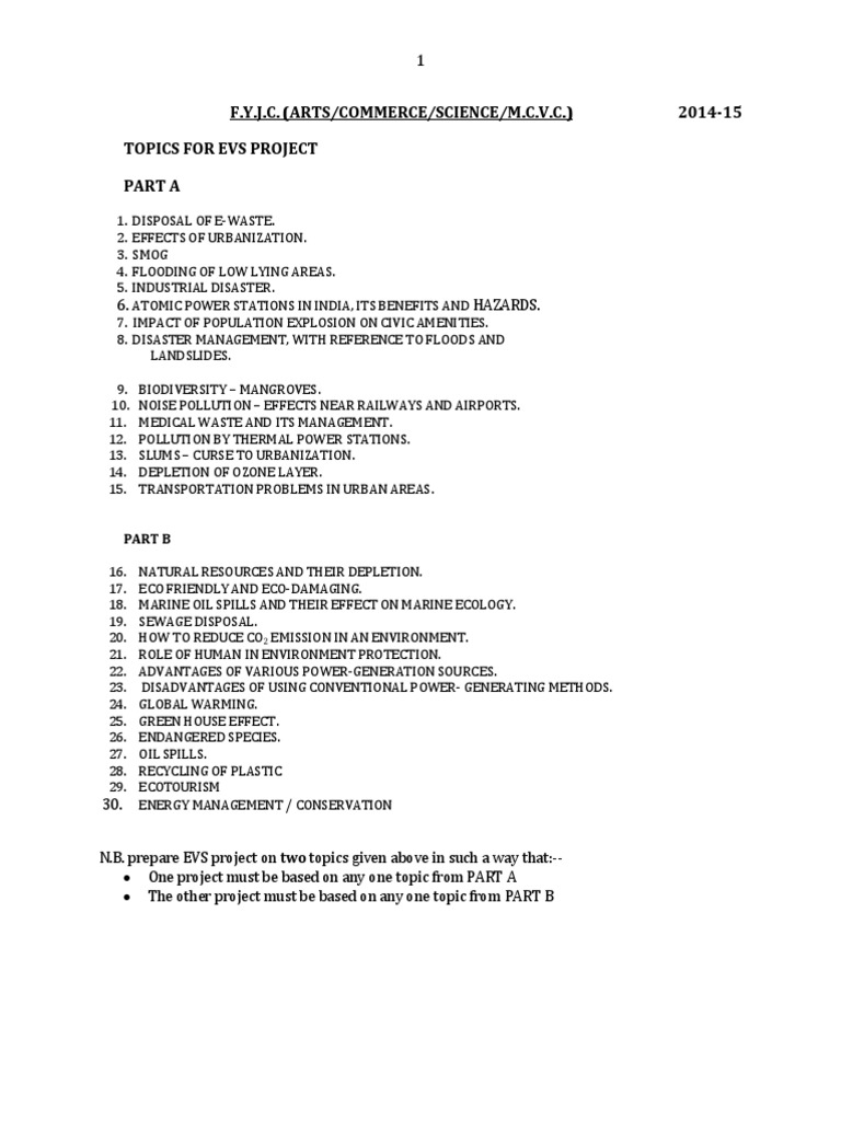 405 Download Fyjc Evs Project 14 15 Pdf Pollution Waste