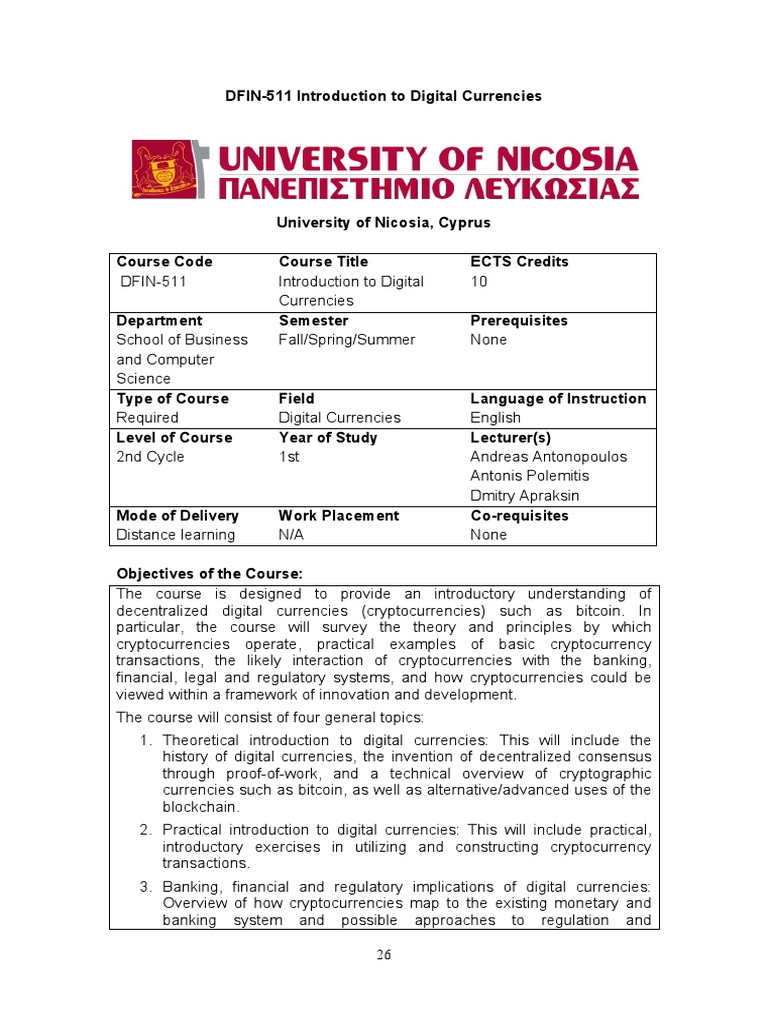 Intro to Digital Currencies Course | PDF | Blockchain (Database) |  Cryptocurrency