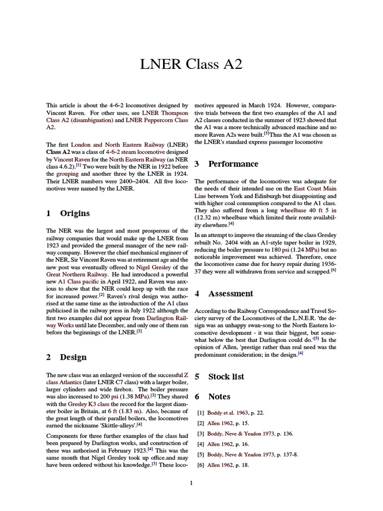 Lner Class A2 | Download Free PDF | Locomotives | Rail Transport