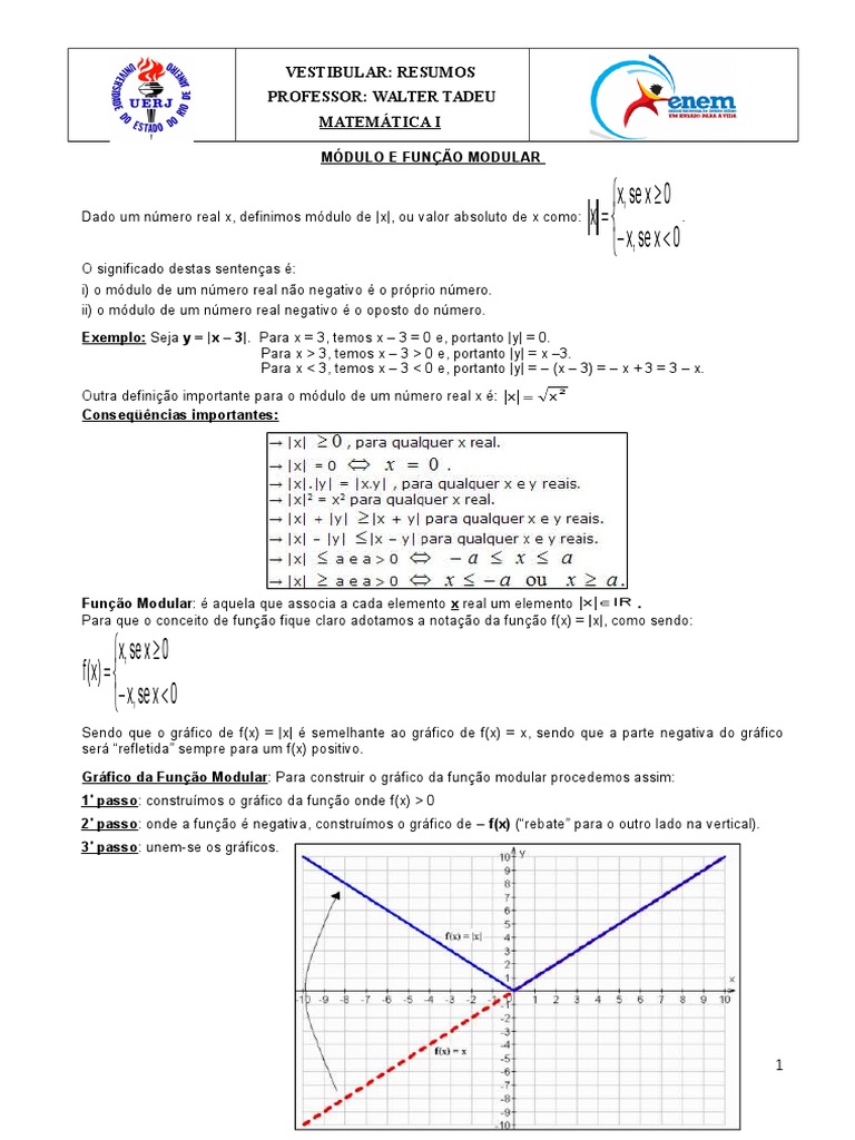 Função e Equação Modular em Matemática | PDF | Função (Matemática ...