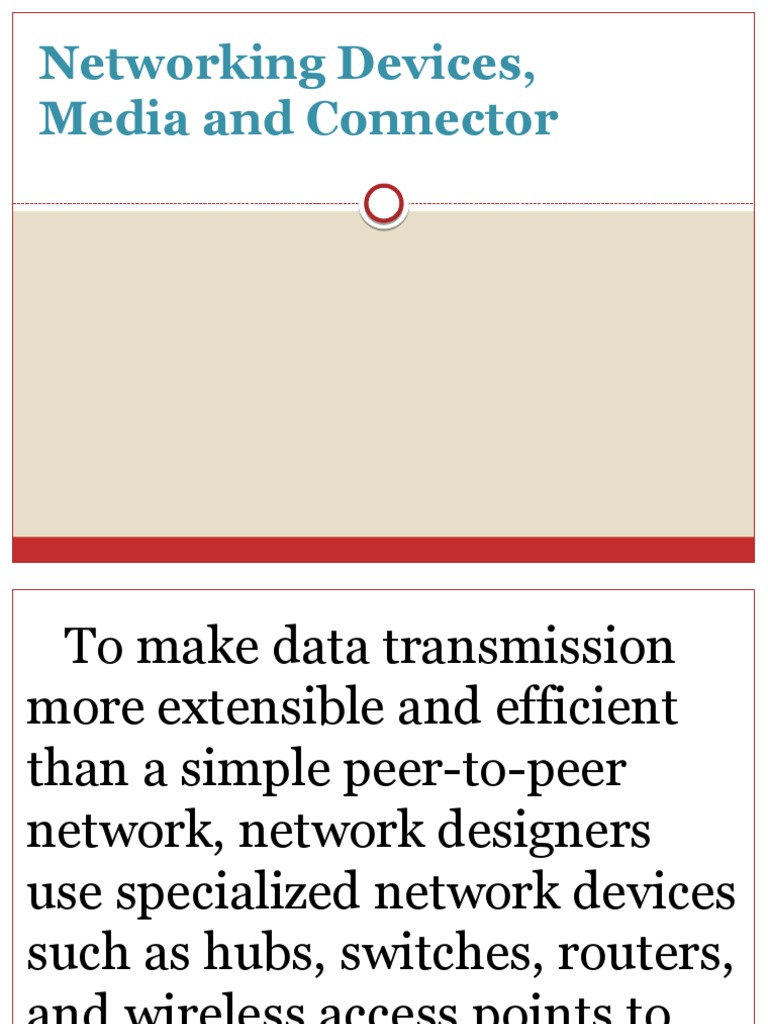 Networking Devices, Media and Connector PDF Cable Physical Layer