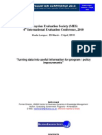 Linard - 2010 - MES - Program Evaluation - Turning Data Into Useful Information