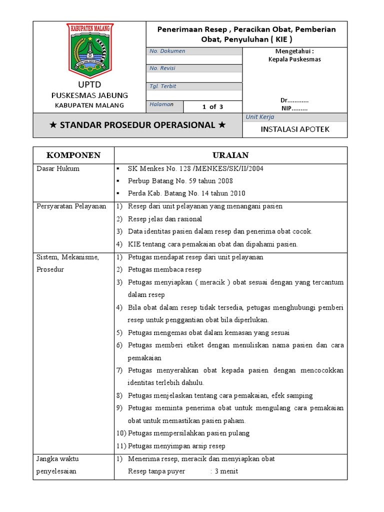 SOP Puskesmas Apotek