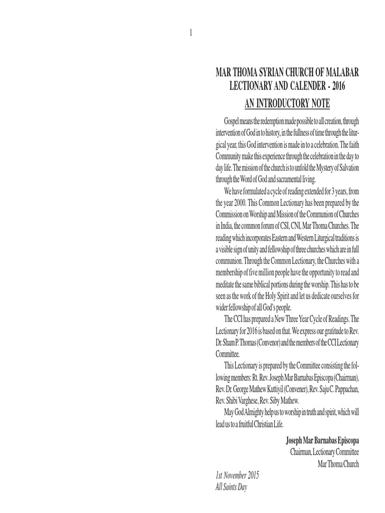 Marthoma Lectionary 2016 PDF Acts Of The Apostles Lectionary