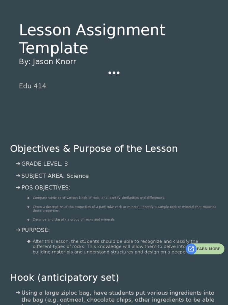Edu 414 Lesson Assignment Template | PDF | Educational Assessment ...