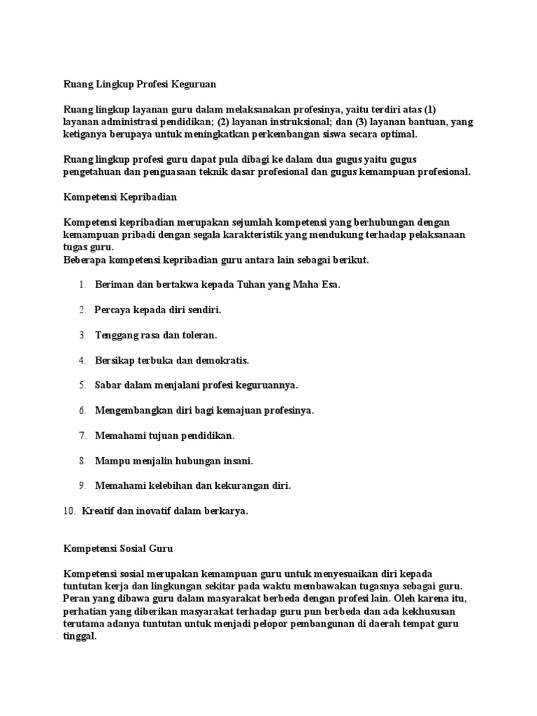 Ruang Lingkup Profesi Keguruan