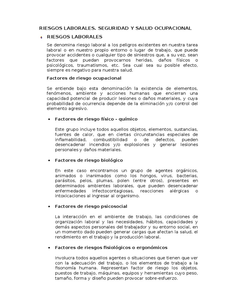 Riesgos Laborales y Prevención Efectiva | PDF | Seguridad y salud ...