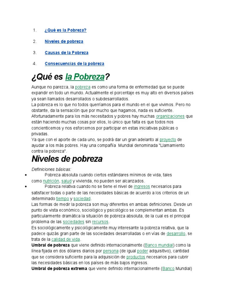 Causas y Consecuencias de la Pobreza | PDF | Pobreza | Pobreza e indigencia