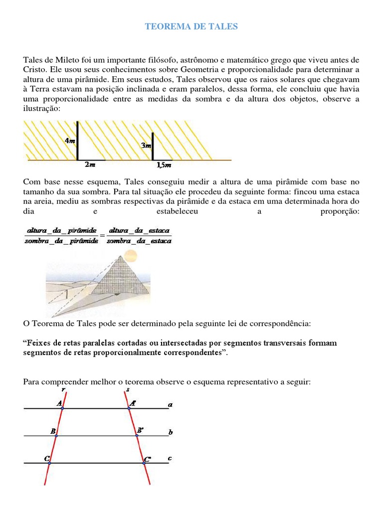 Resumo - Teorema de Tales | PDF