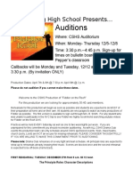 Auditions: Clear Spring High School Presents